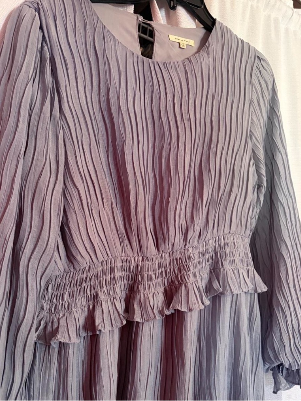 tea n rose gray blue Pleated Long-Sleeve Dress - Picture 2 of 3